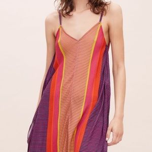 Brenda Bl^nk Striped beach jumpsuit.